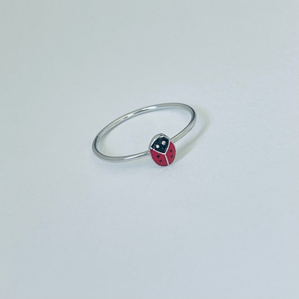 Sterling Silver Tiny Ladybug Ring, Silver Rings, … - image 2